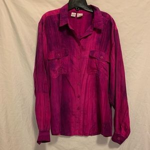 Vintage 100% Silk Button Up in Tie Dye Pink & Purple